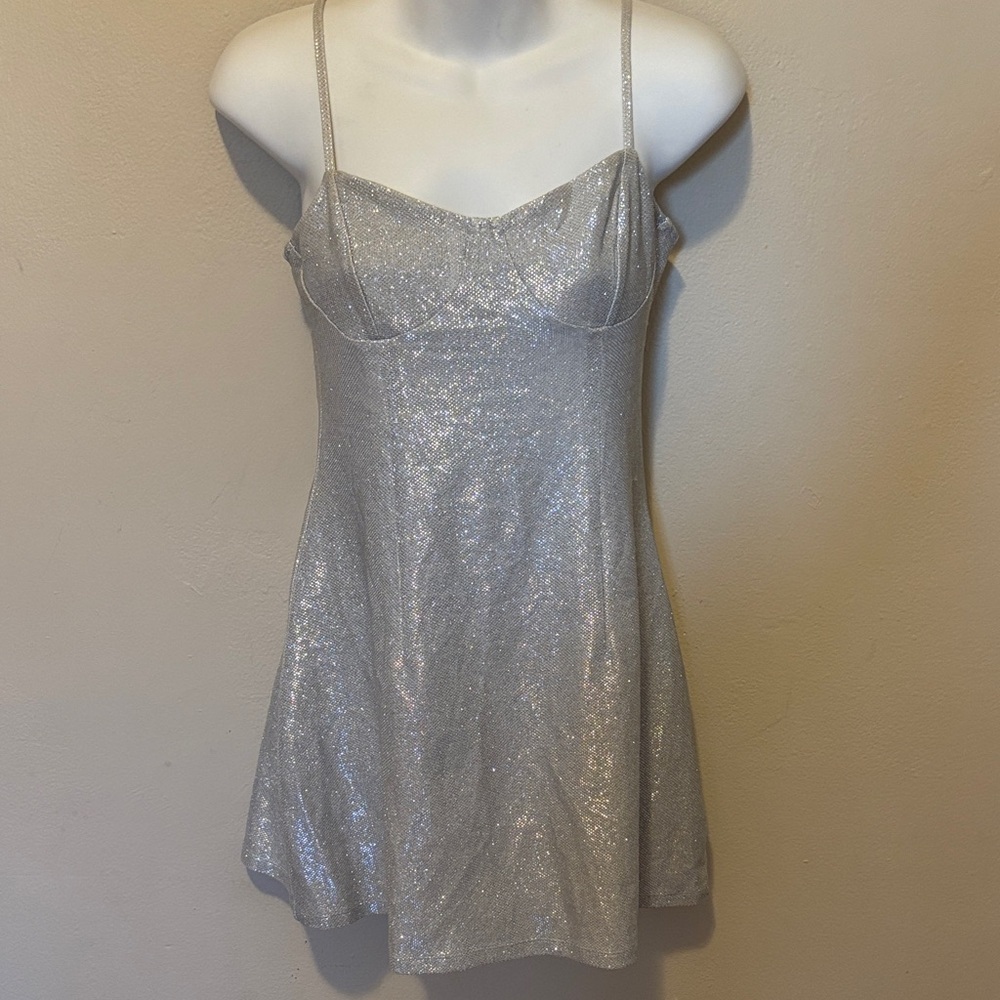 Divided Silver Sparkle Mini Dress